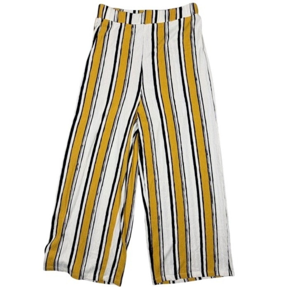 Love Tree Womens Mustard Yellow‎ White Striped Wide Leg Pants Size Small